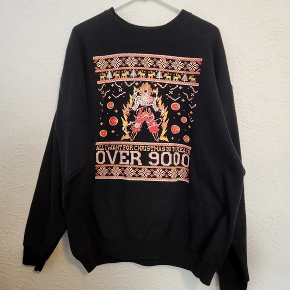 OVER 9000 Christmas Dragon Ball Z sweatshirt - Picture 2 of 4